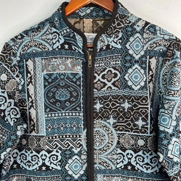 VINTAGE Tradition Country Collection Blue Tapestry Jacket Patchwork M - Picture 3 of 10